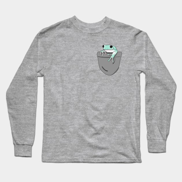 Fake Pocket frog - white tree frog in pocket Long Sleeve T-Shirt by FandomizedRose